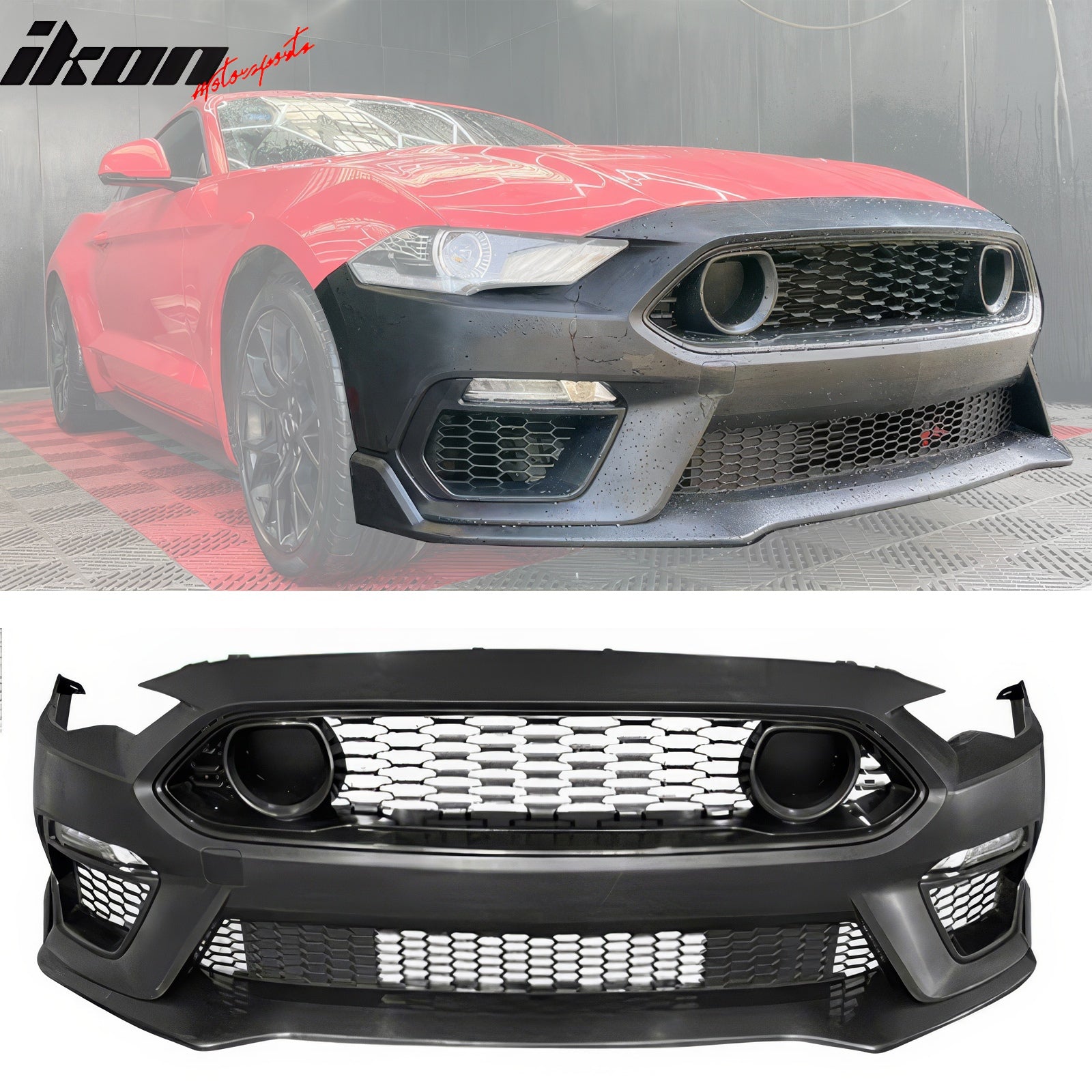 Fits 18-23 Ford Mustang 2021 Mach 1 Front Bumper Cover LED Switchback Headlights