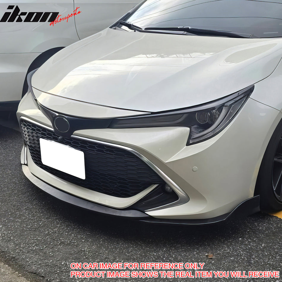 IKON MOTORSPORTS Front Bumper Lip, Compatible with 2019-2021 Toyota Corolla E210 Hatchback 5Dr, Matte Black ABS Plastic Air Dam Chin Spoiler Protector Splitter 3PCS
