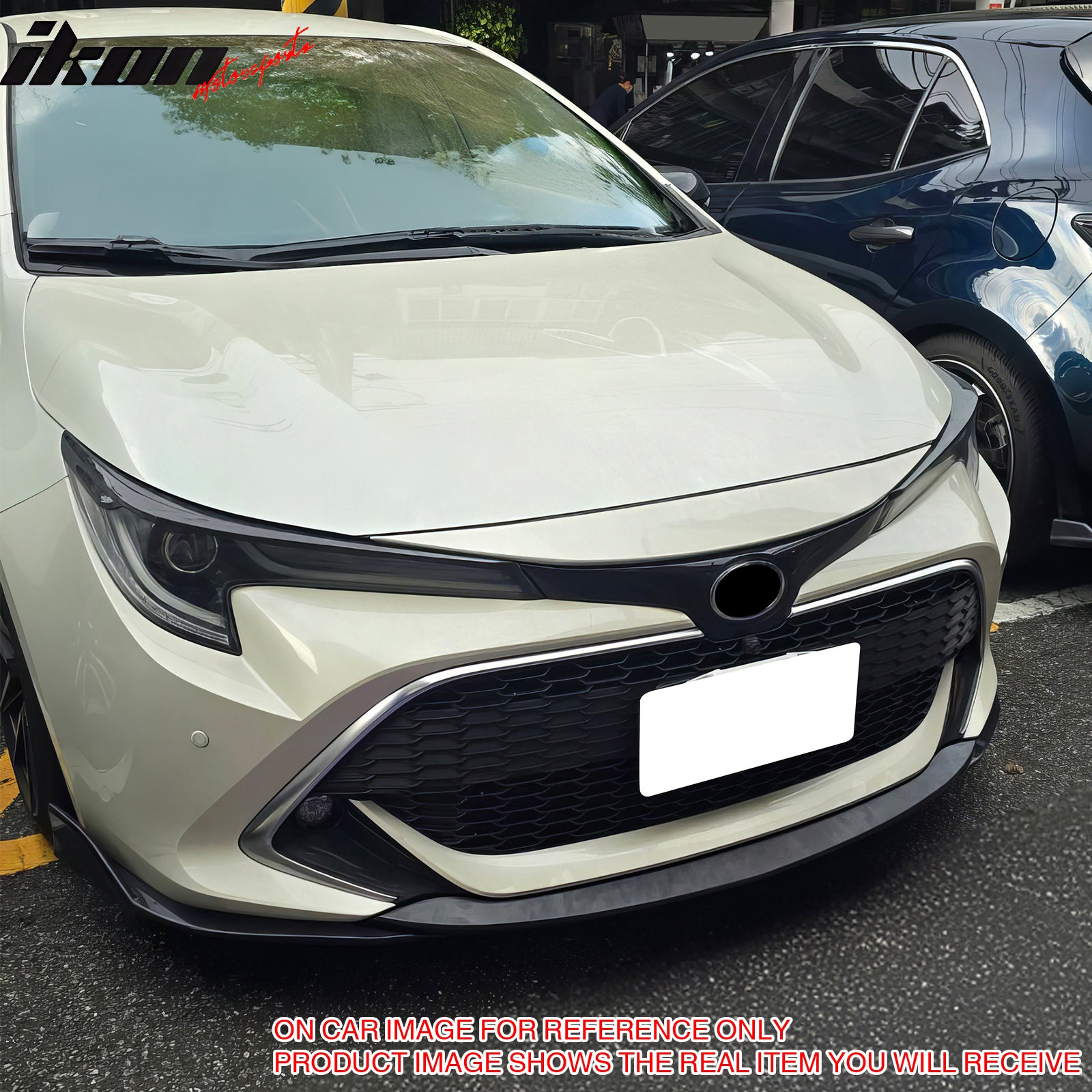 IKON MOTORSPORTS Front Bumper Lip, Compatible with 2019-2021 Toyota Corolla E210 Hatchback 5Dr, Gloss Black ABS Plastic Air Dam Chin Spoiler Protector Splitter 3PCS