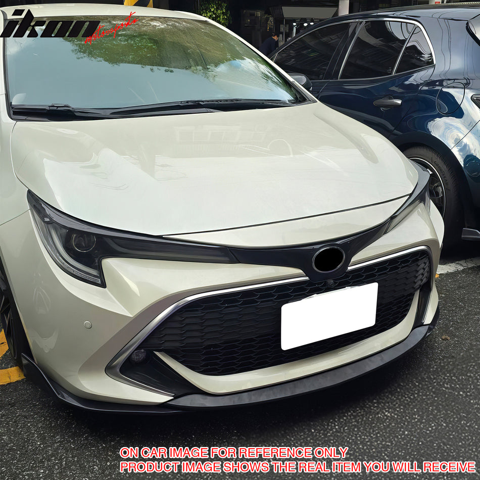 IKON MOTORSPORTS Front Bumper Lip, Compatible with 2019-2021 Toyota Corolla E210 Hatchback 5Dr, Gloss Black ABS Plastic Air Dam Chin Spoiler Protector Splitter 3PCS