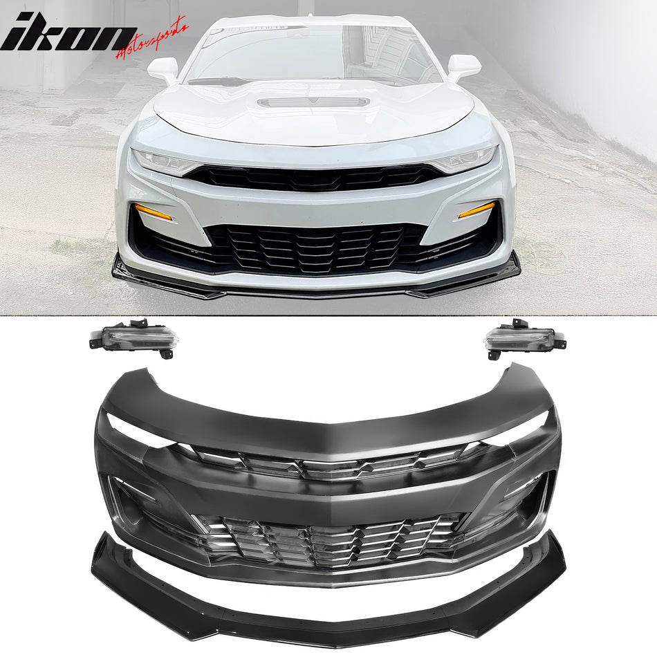2019-2024 Chevy Camaro SS Unpainted Front Bumper Turn Signal Gloss Black Lip