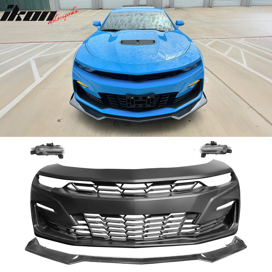 2019-2024 Chevy Camaro Front Bumper Turn Signal Carbon Fiber Print Lip