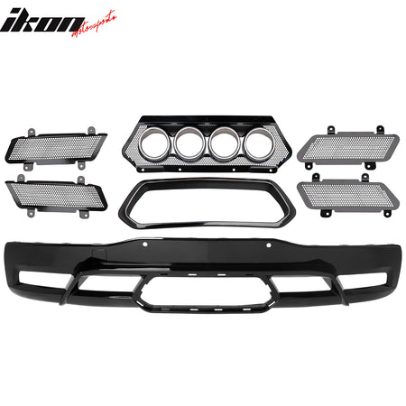 For 20-25 Chevy Corvette C8 Rear Bumper Cover + Silver Quad Exhaust Tip + Grille