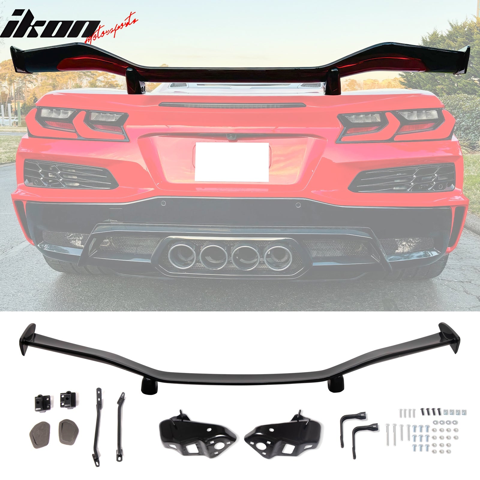 Fits 20-25 Corvette Front Rear Bumper Black Quad Exhaust Muffler Trunk Spoiler