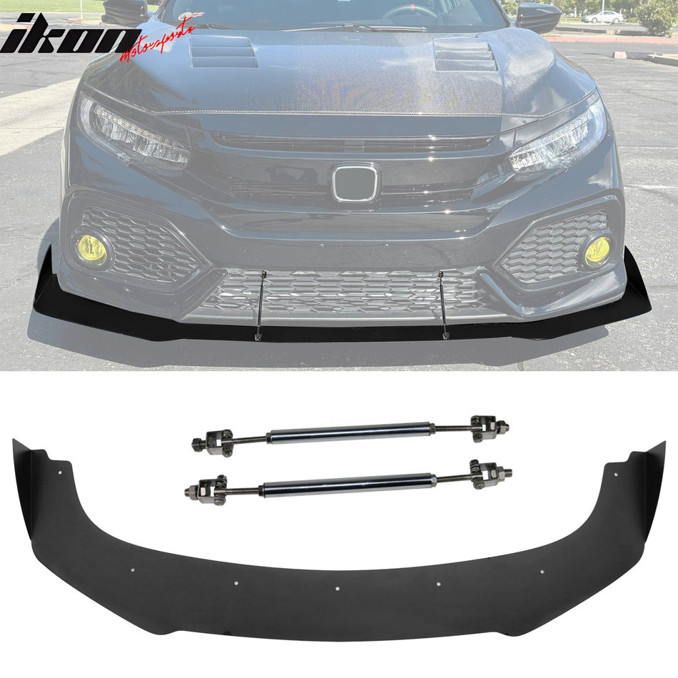 2017-2021 Honda Civic AF Style Front Lip Gunmetal Strut Rods Aluminum