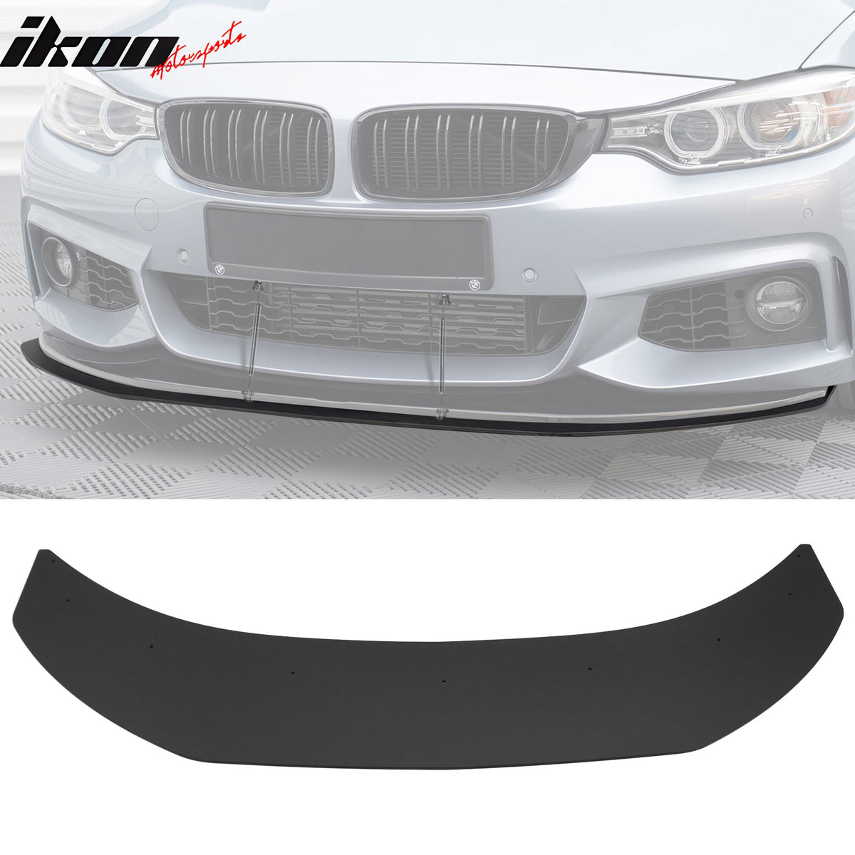 For 14-20 BMW 4-Series M Sport MX Style Front Lip Splitter w/ Gunmetal Strut Rod