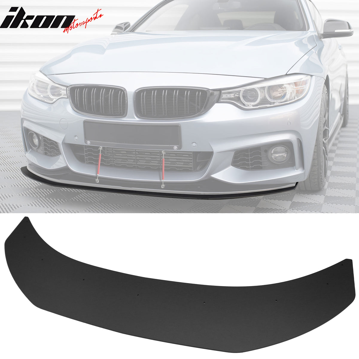 Fits 14-20 BMW 4-Series M Sport MX Style Front Lip + Splitter w/ Red Strut Rod
