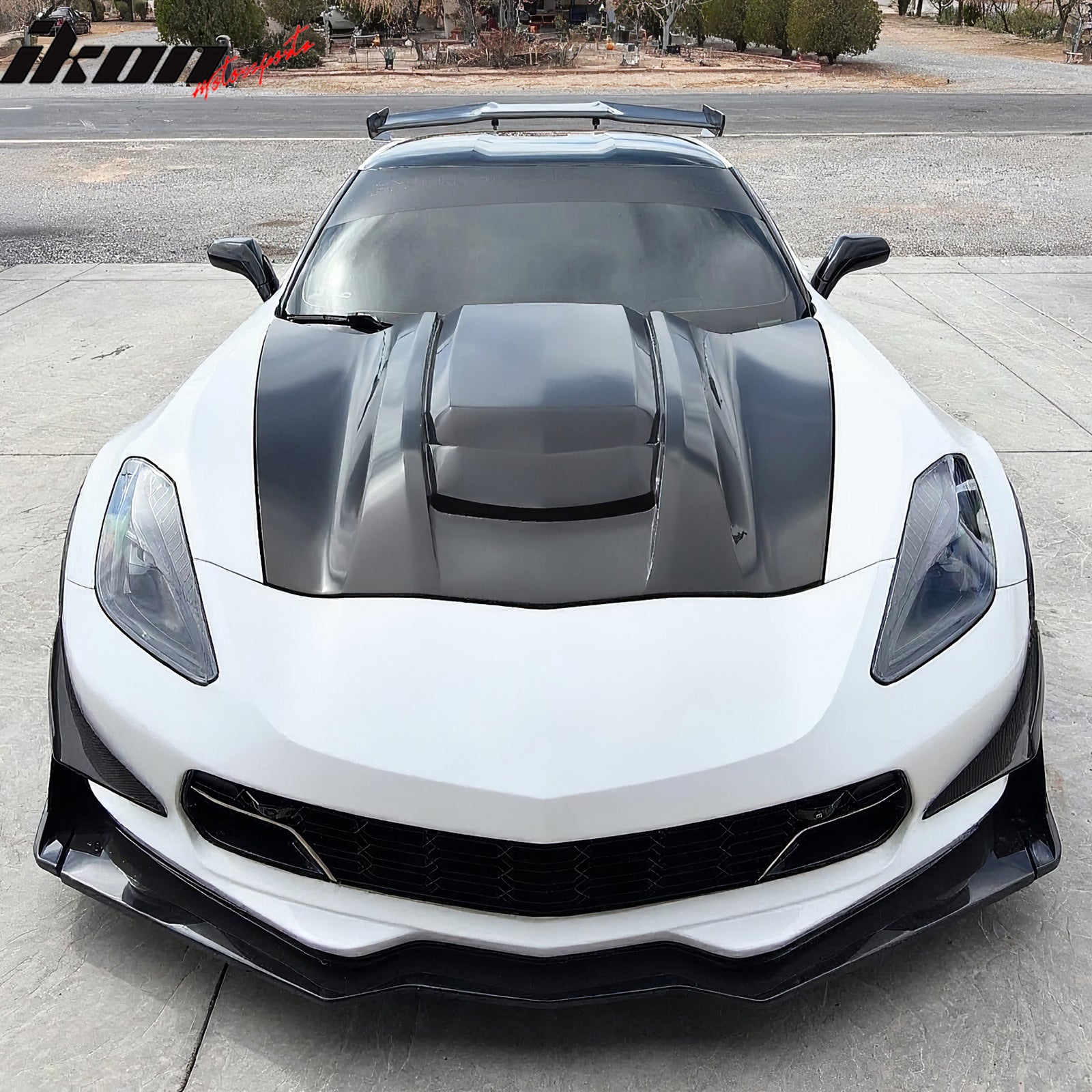 Fits 14-19 Chevy Corvette C7 ZR1 Style Cowl Vented Extractor Front Bumper Hood