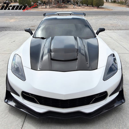 Fits 14-19 Chevy Corvette C7 ZR1 Style Cowl Vented Extractor Front Bumper Hood