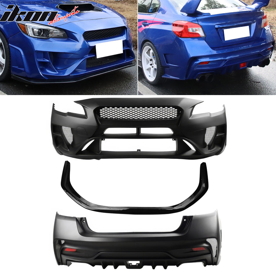 2015-2021 Subaru WRX STI Front + Rear Bumper Cover Varis Conversion with Lip