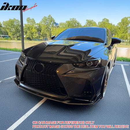 IKON MOTORSPORTS Front Bumper Lip+ Rear Aprons+ Side Skirts, Compatible with 2017-2020 Lexus IS200t IS300 IS350, Artisan Style Gloss Black PP Air Dam Chin Spoiler Splitters & Rocker Panel Extension