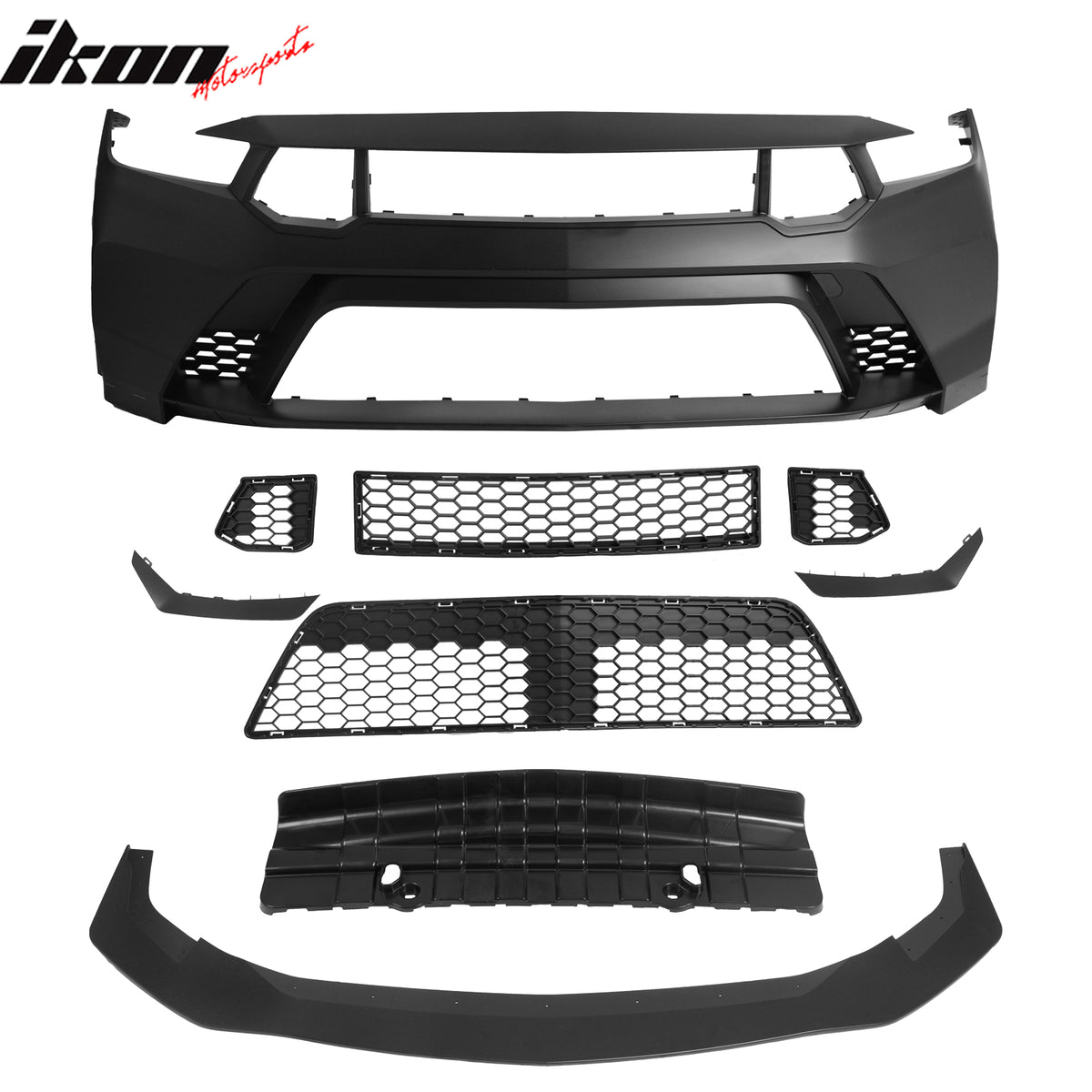 Fits 24-26 Ford Mustang Front Bumper Cover + Hood + Fender GTD Style (Matte Lip)