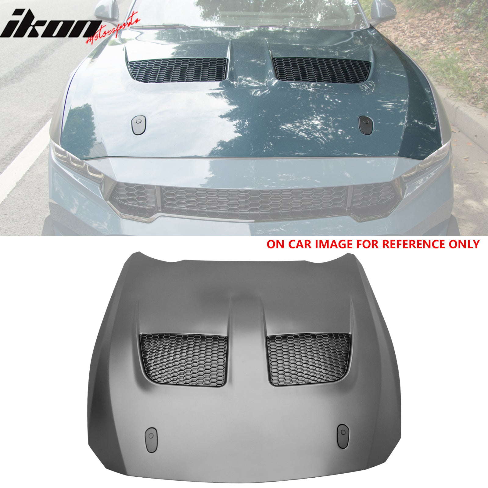 Fits 24-26 Ford Mustang Front Bumper Cover + Hood + Fender GTD Style (Gloss Lip)