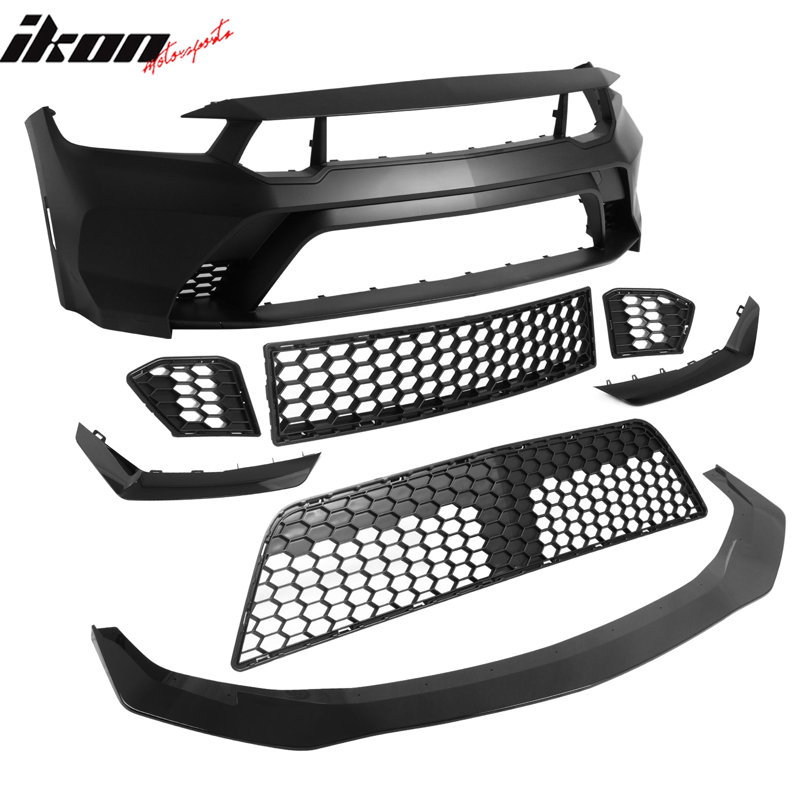 Fits 24-26 Ford Mustang Front Bumper Cover + Hood + Fender GTD Style (Gloss Lip)