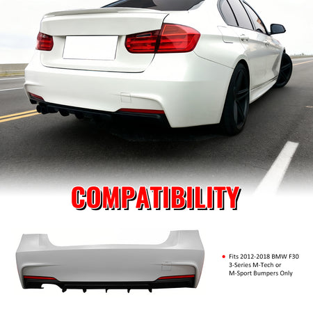 Fits 12-18 BMW F30 3-Series M Performance Style Rear Bumper Cover W/Diffuser PP