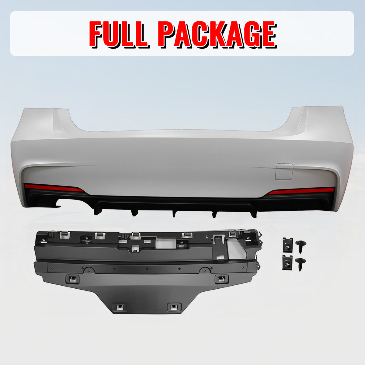Fits 12-18 BMW F30 3-Series M Performance Style Rear Bumper Cover W/Diffuser PP