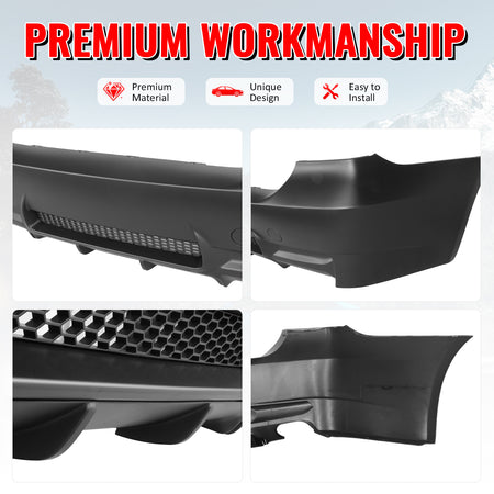 Fits 06-11 BMW E90 3-Series 325i 330i M3 Style Rear Bumper Cover Replacement PP