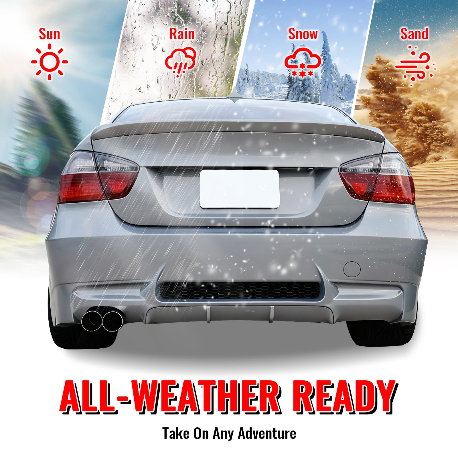 Fits 06-11 BMW E90 3-Series 325i 330i M3 Style Rear Bumper Cover Replacement PP