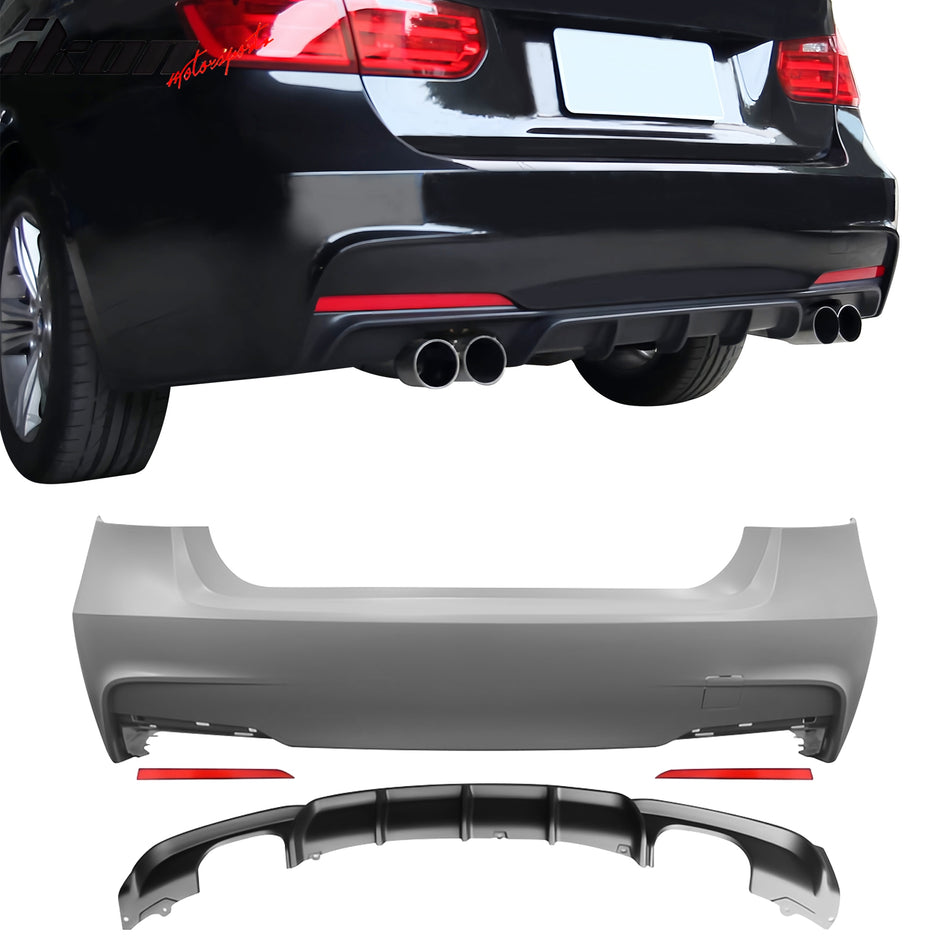 2012-2018 BMW F30 3 Series MP Style Rear Bumper Cover W/Diffuser PP
