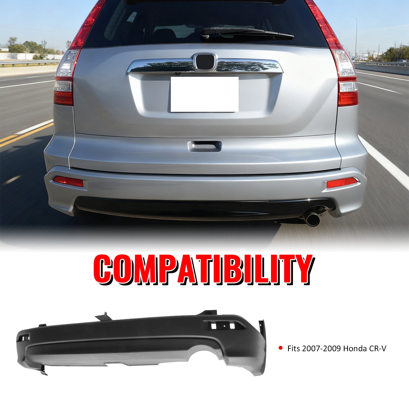 Fits 07-09 Honda CR-V CRV MD Style Rear Bumper Cover Conversion Replacement PP