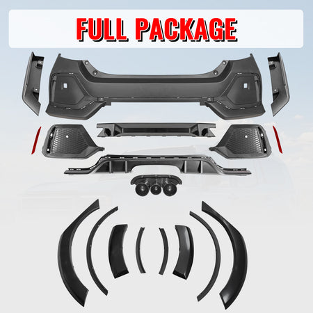 Fits 16-21 Honda Civic Sedan TR Style Rear Bumper Cover W/8PCS Fender Flares PP