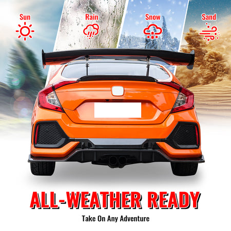 Fits 16-21 Honda Civic Sedan TR Style Front & Rear Bumper Cover W/Grille&Lip PP