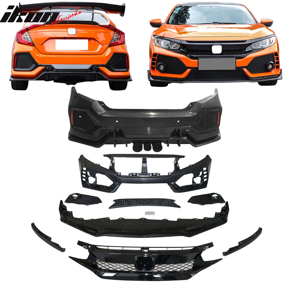 2016-2021 Honda Civic Sedan TR Style Front & Rear Bumper Cover PP