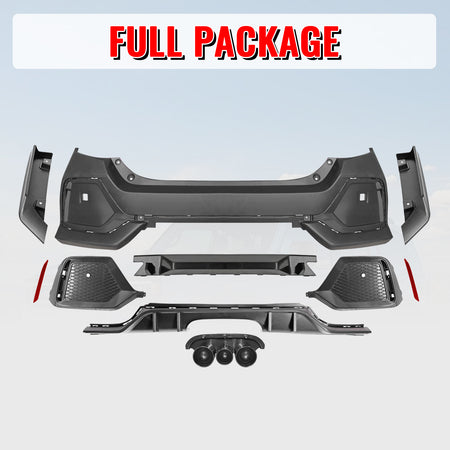 Fits 16-21 Honda Civic Sedan TR Style Rear Bumper Cover Replacement W/Diffuser