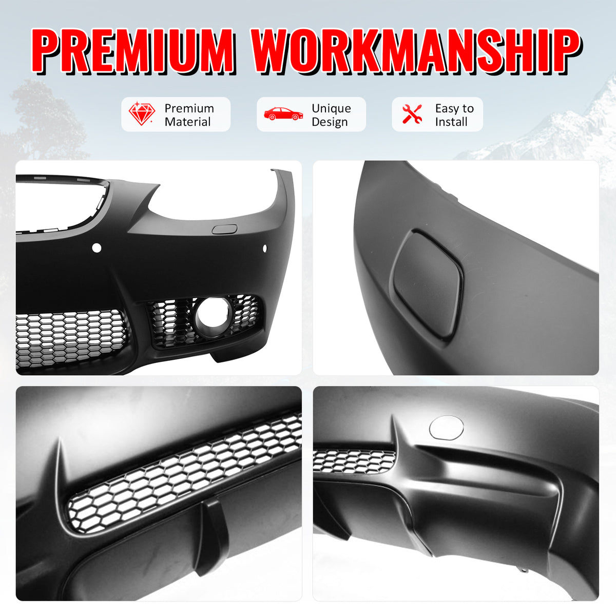 Fits 07-10 BMW E92 E93 3 Series M3 Style Fog Lamps Front & Rear Bumper Cover PP