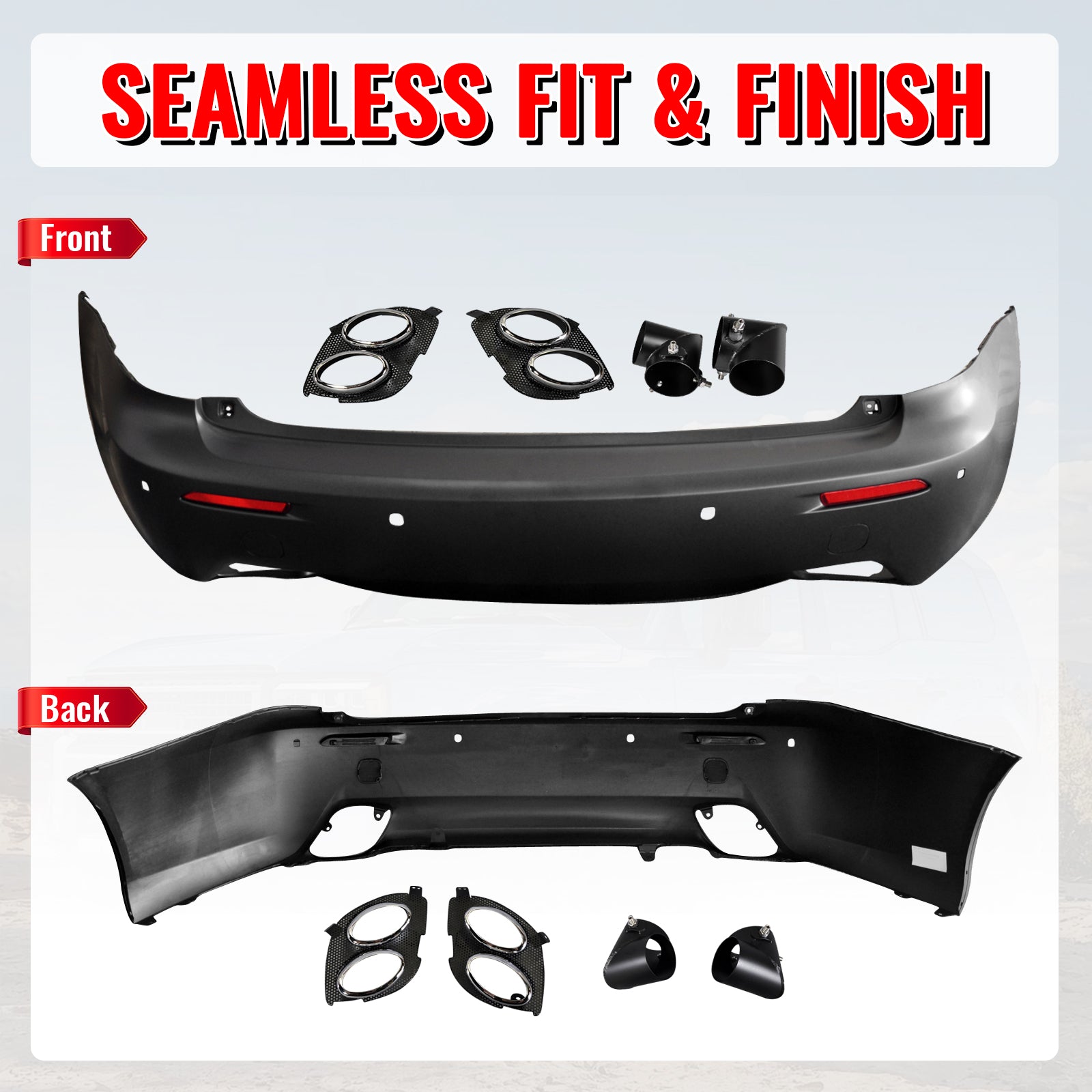 Fits 06-13 Lexus IS250 IS350 IS F Style Rear Bumper Cover W/Muffler Tip & Bezel