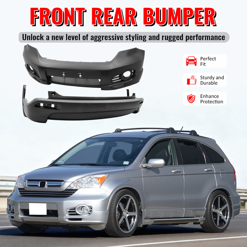 Fits 07-09 Honda CR-V CRV MD Style Front & Rear Bumper Cover Replacement PP