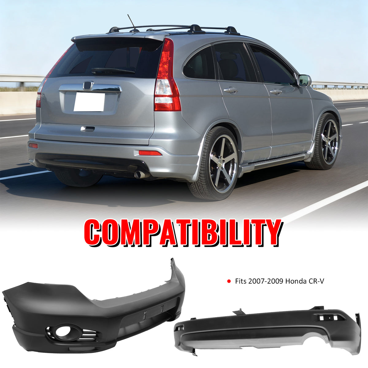 Fits 07-09 Honda CR-V CRV MD Style Front & Rear Bumper Cover Replacement PP