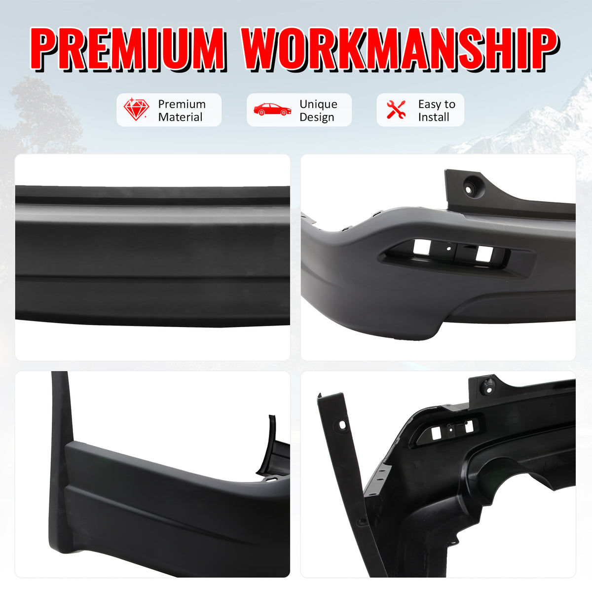 Fits 07-09 Honda CR-V MD Style Rear Bumper Cover Replacement & Side Bracket PP