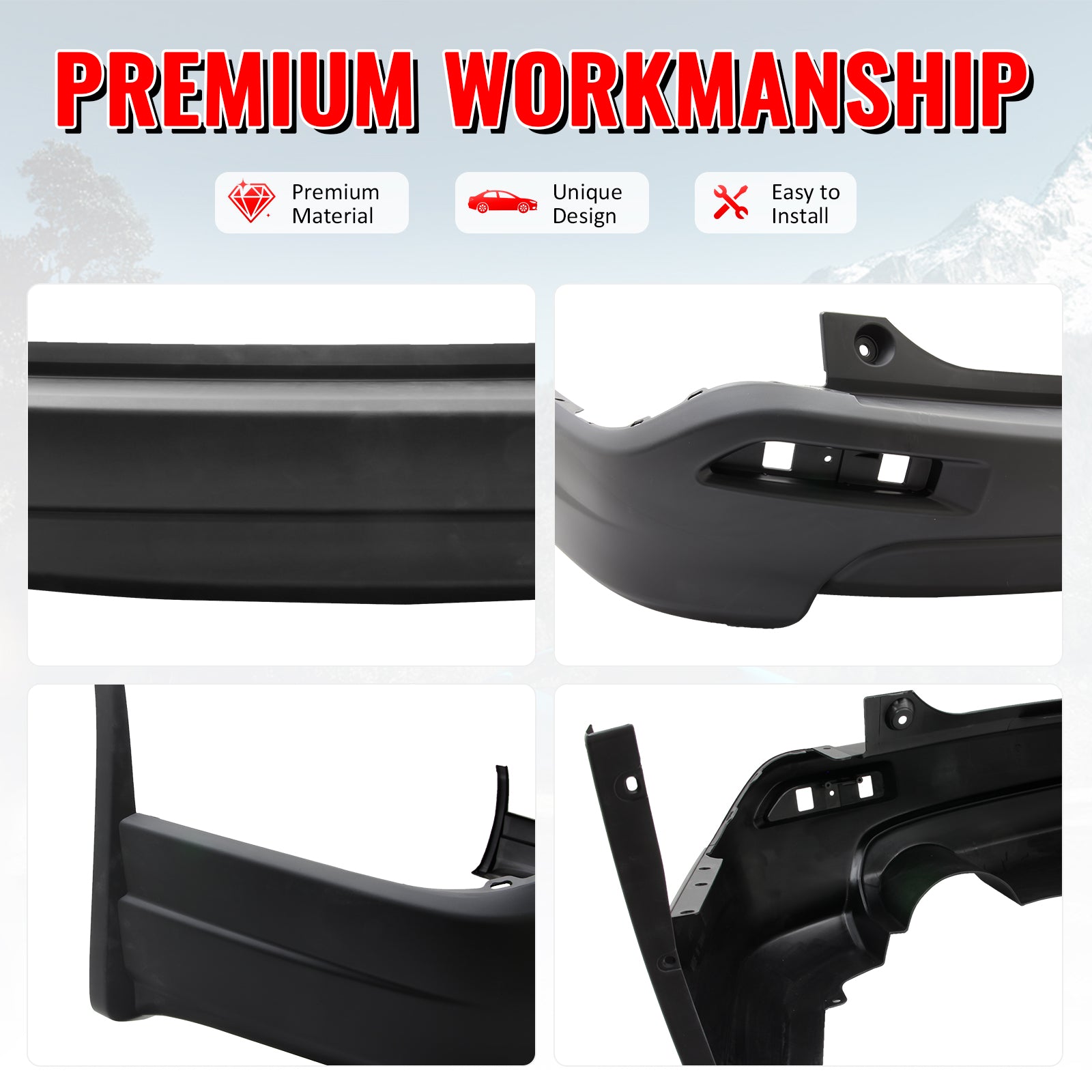 Fits 07-09 Honda CR-V MD Style Rear Bumper Cover Replacement & Side Bracket PP