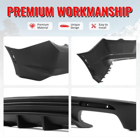 Fits 19-24 Chevy Camaro LT/LS/SS/ZL1 OE Style Rear Bumper Cover & Matte Diffuser