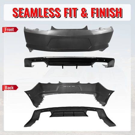 Fits 19-24 Chevy Camaro LT/LS/SS/ZL1 OE Style Rear Bumper Cover & Gloss Diffuser