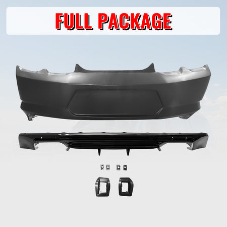 Fits 19-24 Chevy Camaro LT/LS/SS/ZL1 OE Style Rear Bumper Cover & Gloss Diffuser