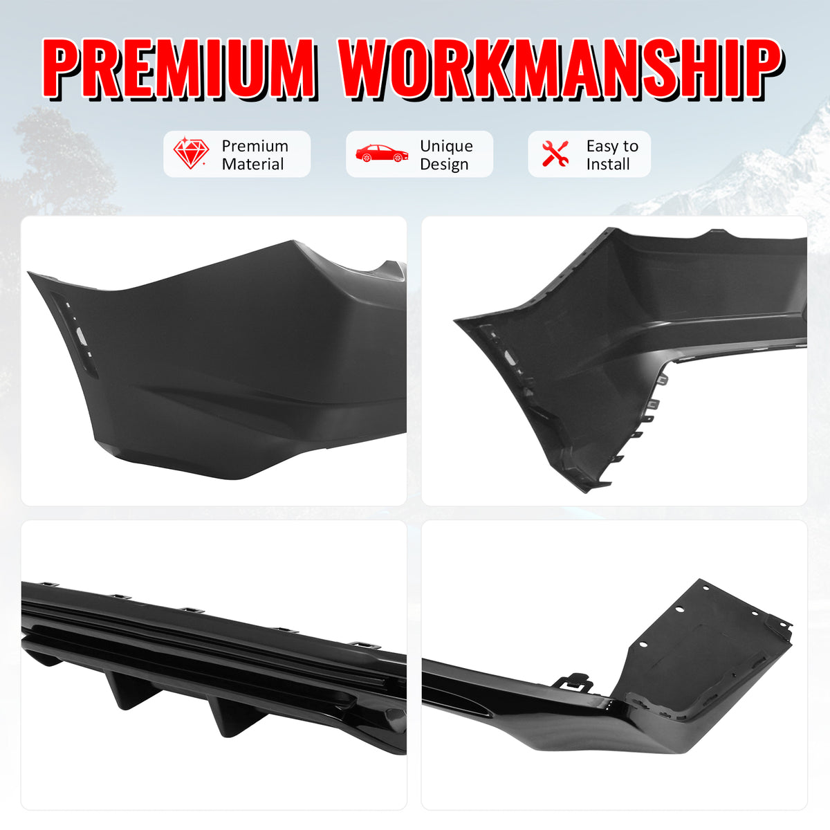 Fits 19-24 Chevy Camaro LT/LS/SS/ZL1 OE Style Rear Bumper Cover & Gloss Diffuser