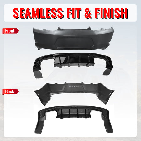 Fits 19-24 Chevy Camaro LT/LS/SS/ZL1 OE Rear Bumper Cover + IKON Gloss Diffuser