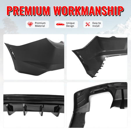Fits 19-24 Chevy Camaro LT/LS/SS/ZL1 OE Rear Bumper Cover + IKON Gloss Diffuser