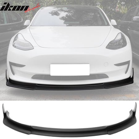 IKON MOTORSPORTS Front Bumper Lip & Winglets, Compatible with 2017-2023 Tesla Model 3, IKON V4 Style ABS Air Dam Chin Spoiler Protector Splitter 5PCS