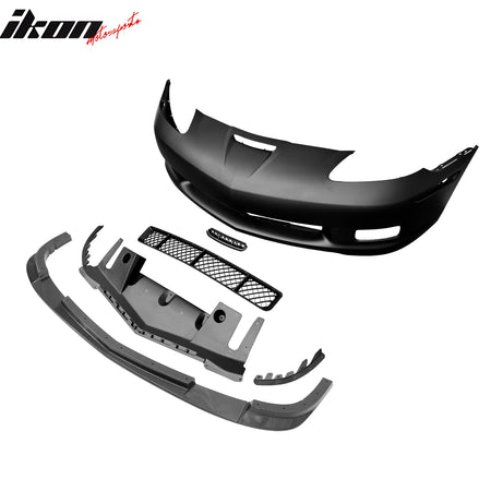 Fits 06-13 Corvette C6 Front Bumper Cover Z06 Style w/ Carbon Fiber Print Lip
