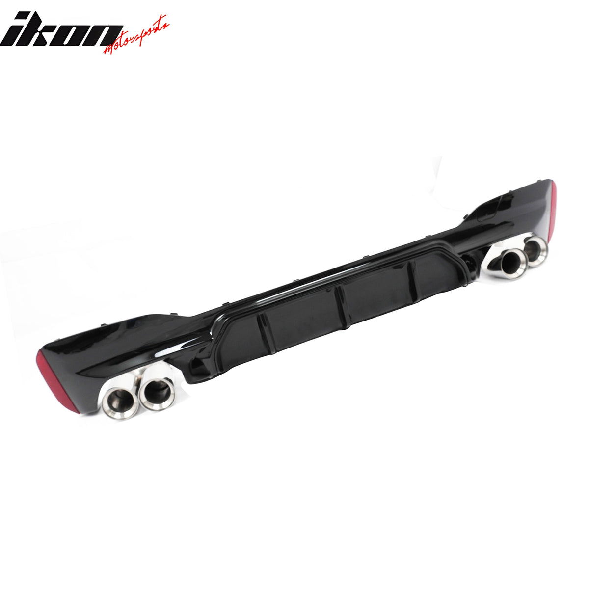 For 17-20 BMW G30 Competition Style Gloss Black Rear Diffuser Silver Exhaust Tip