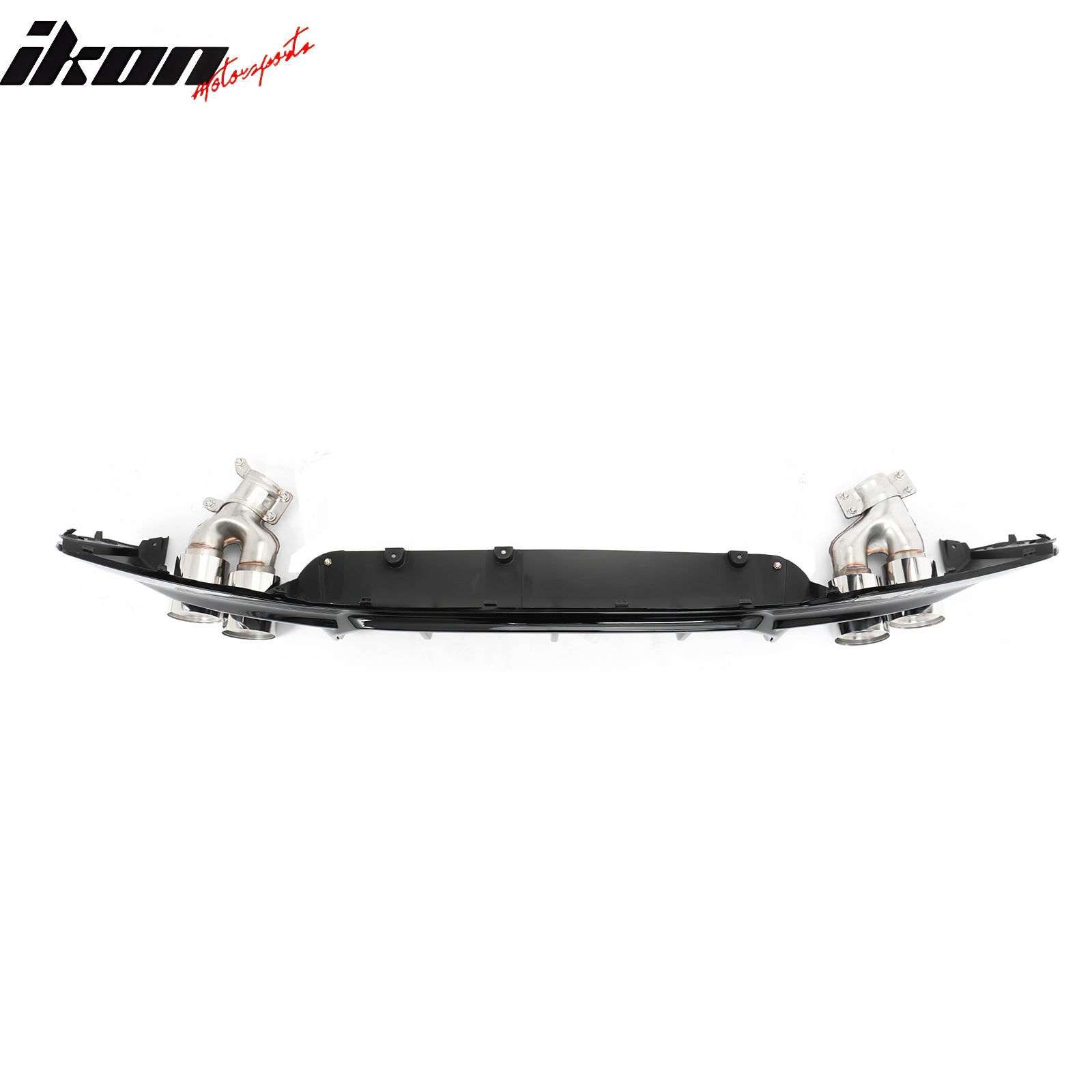 For 17-20 BMW G30 Competition Style Gloss Black Rear Diffuser Silver Exhaust Tip