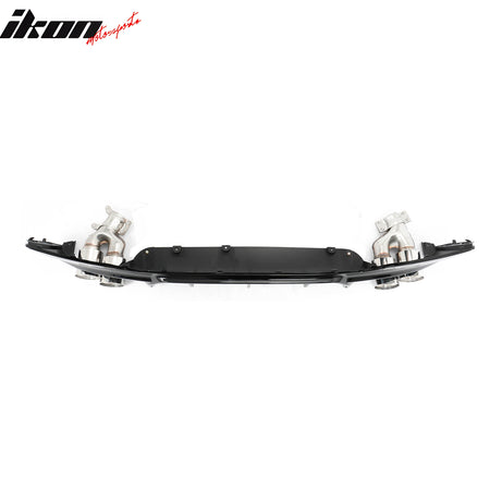 For 17-20 BMW G30 Competition Style Gloss Black Rear Diffuser Silver Exhaust Tip
