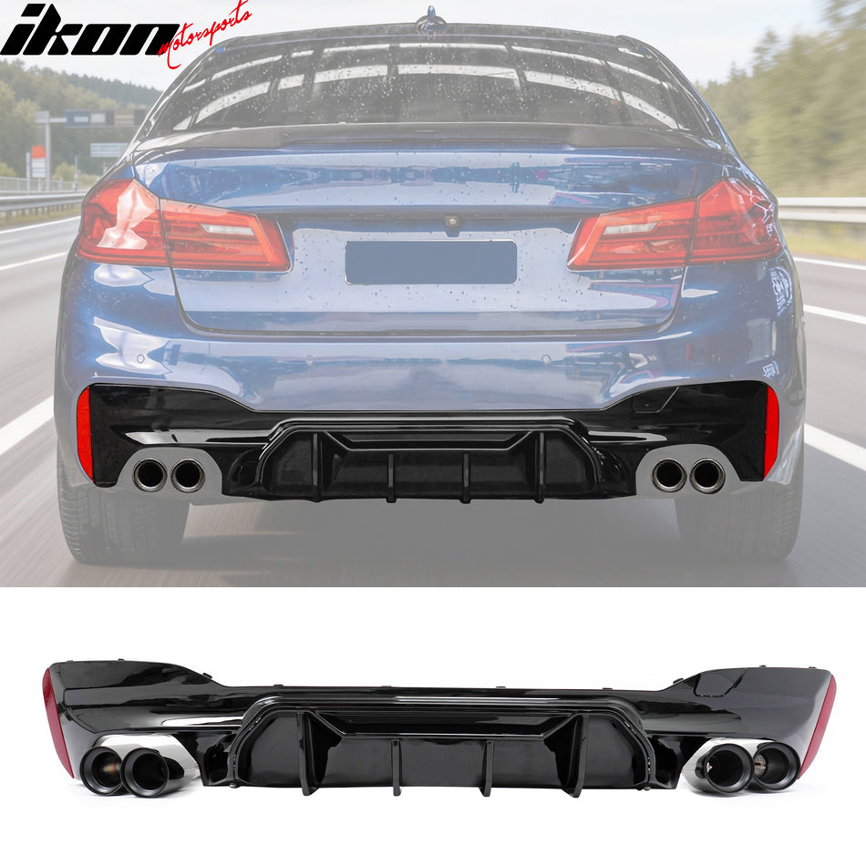 2017-2020 BMW G30 M5 MP Style Gloss Black Diffuser Black Quad Exhaust