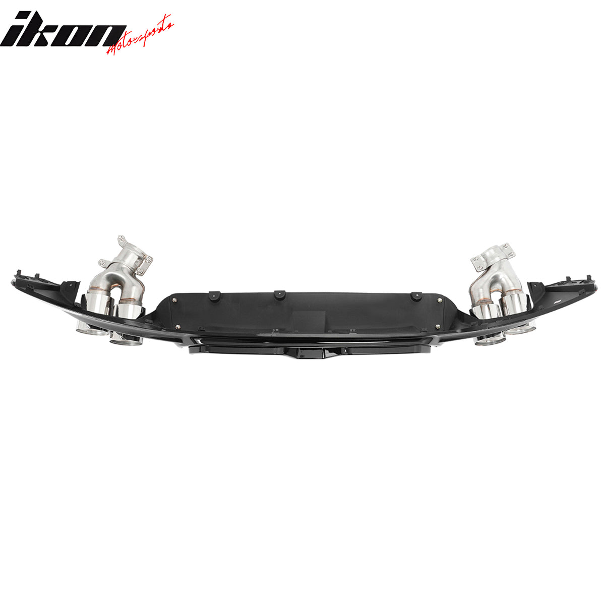 Fits 17-20 BMW G30 Gloss Black Rear Diffuser M5 CS Style + Silver Quad Exhaust