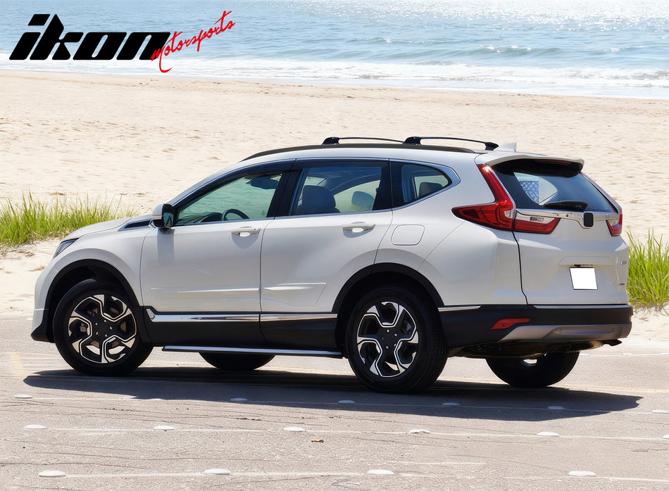 IKON MOTORSPORTS Roof Side Rails W/ Cross Bars, Compatible with 2017-2022 Honda CR-V, OE Factory Style Aluminum Black Cargo Rooftop Luggage Carrier Rails