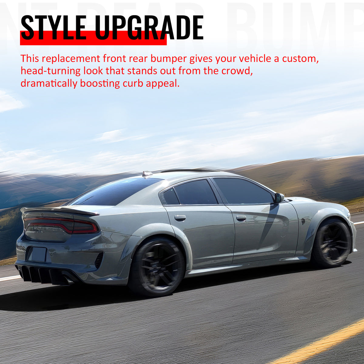 Fits 15-23 Dodge Charger Front Rear Bumper Conversion with Side Skirts/Diffuser