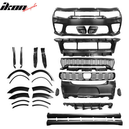Fits 15-23 Dodge Charger Front Rear Bumper Conversion with Side Skirts/Diffuser